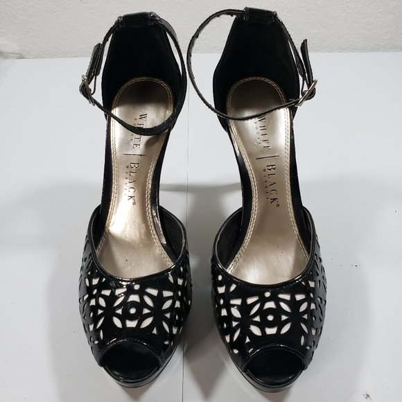 White House Black Market Shoes - 💝 HP 💝 ** PRICE FIRM ** White House Black Market Peep Toe Ankle Strap Heels